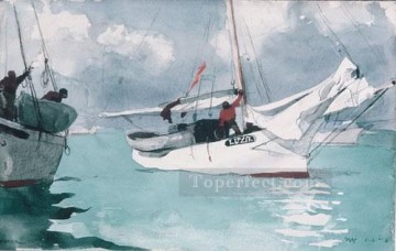  Marine Painting.html - Fishing Boats Key West Realism marine painter Winslow Homer